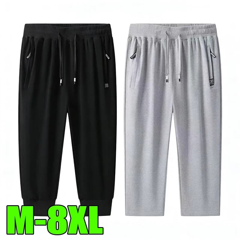 Big&Tall Cotton Shorts Men Plus Size Casual Knit Summer Thin Breathable Sports Capri Shorts Running Cropped Pants 6XL 7XL 8XL