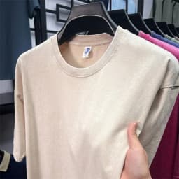 Summer Men's Washed 230G Heavy Cotton T-Shirts Vintage Faded Color Oversized Unisex Basic Tee Short Sleeve Loose Workout Tops