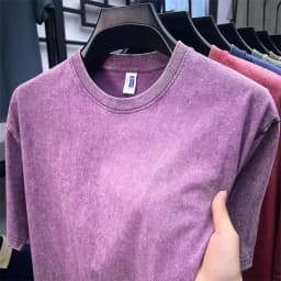 Summer Men's Washed 230G Heavy Cotton T-Shirts Vintage Faded Color Oversized Unisex Basic Tee Short Sleeve Loose Workout Tops
