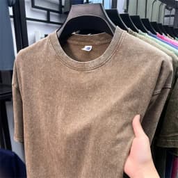 Summer Men's Washed 230G Heavy Cotton T-Shirts Vintage Faded Color Oversized Unisex Basic Tee Short Sleeve Loose Workout Tops