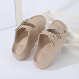 Men's High-End Thick-Soled Slippers, Women's New Summer Style Outdoor Sandals with Double Straps, Non-Slip, Breathable, Soft-Soled Beach Shoes