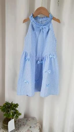 Kids Dresses for Girls Summer Casual Checkered Bow Halter Neck Dress Children's Clothes Girl Clothes