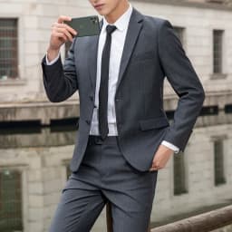 Suit Men's Casual Formal Business Gentleman Solid Color (Blazer+Trousers) Hosting Four Seasons Slimming Wedding Fashion Suit