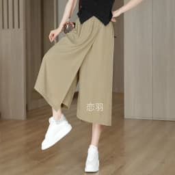 Summer Skirt Pants New Worn Twice Loose Figure Wide Leg Pants Women's Small Fresh Cropped Pants