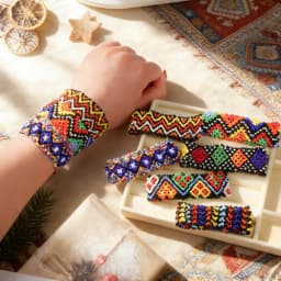 6/12Pcs/Lot Fashion Charm Bohemian Elegant Multicolor Elastic Beaded Bracelets For Women Men Handmade Geometry Pattern Jewelry