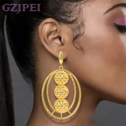 GZJPEI Design Hollow Out Big Drop Earrings For Women Fashion Statement Europe and America Jewelry Accessories 2026 New Wholesale