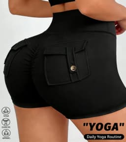 Women High Waist Cargo Yoga Shorts, Butt Lifting Multi Pocket Workout Shorts High Stretchy Shorts for Gym Fitness Running Wear