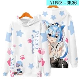 3D Re Zero Cosplay Hoodie Anime Emiria Print Sweatshirt Rem and Ram Tracksuit Men Women Streetwear Clothes