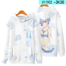 3D Re Zero Cosplay Hoodie Anime Emiria Print Sweatshirt Rem and Ram Tracksuit Men Women Streetwear Clothes