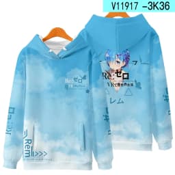 3D Re Zero Cosplay Hoodie Anime Emiria Print Sweatshirt Rem and Ram Tracksuit Men Women Streetwear Clothes