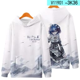 3D Re Zero Cosplay Hoodie Anime Emiria Print Sweatshirt Rem and Ram Tracksuit Men Women Streetwear Clothes