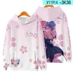 3D Re Zero Cosplay Hoodie Anime Emiria Print Sweatshirt Rem and Ram Tracksuit Men Women Streetwear Clothes