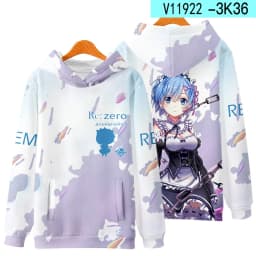 3D Re Zero Cosplay Hoodie Anime Emiria Print Sweatshirt Rem and Ram Tracksuit Men Women Streetwear Clothes