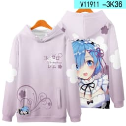 3D Re Zero Cosplay Hoodie Anime Emiria Print Sweatshirt Rem and Ram Tracksuit Men Women Streetwear Clothes