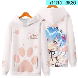 3D Re Zero Cosplay Hoodie Anime Emiria Print Sweatshirt Rem and Ram Tracksuit Men Women Streetwear Clothes