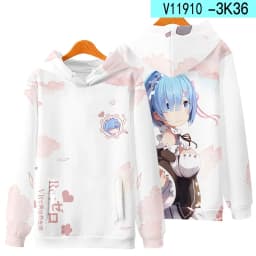 3D Re Zero Cosplay Hoodie Anime Emiria Print Sweatshirt Rem and Ram Tracksuit Men Women Streetwear Clothes