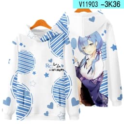 3D Re Zero Cosplay Hoodie Anime Emiria Print Sweatshirt Rem and Ram Tracksuit Men Women Streetwear Clothes