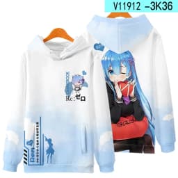 3D Re Zero Cosplay Hoodie Anime Emiria Print Sweatshirt Rem and Ram Tracksuit Men Women Streetwear Clothes