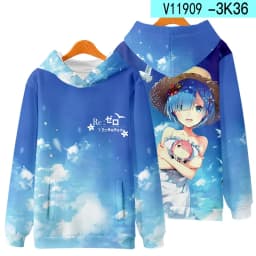 3D Re Zero Cosplay Hoodie Anime Emiria Print Sweatshirt Rem and Ram Tracksuit Men Women Streetwear Clothes
