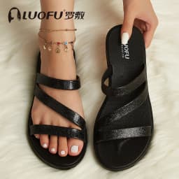New Luofu Fashionable Summer Women's Slippers, Comfortable Rubber Midsole Outdoor Casual Sandals, Beach Shoes, Non-Slip Home Shoes, Outdoor Pvc Eco-Friendly Slippers, Non-Slip Sandals