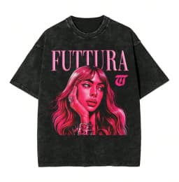 TINI STOESSEL Futtura Tour T-shirt, Hip Hop Washed Short-Sleeve Street T-shirt Singer Retro Men's and Women's Streetwear T-shirt