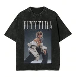 TINI STOESSEL Futtura Tour T-shirt, Hip Hop Washed Short-Sleeve Street T-shirt Singer Retro Men's and Women's Streetwear T-shirt