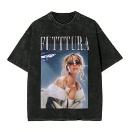 TINI STOESSEL Futtura Tour T-shirt, Hip Hop Washed Short-Sleeve Street T-shirt Singer Retro Men's and Women's Streetwear T-shirt