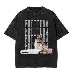TINI STOESSEL Futtura Tour T-shirt, Hip Hop Washed Short-Sleeve Street T-shirt Singer Retro Men's and Women's Streetwear T-shirt