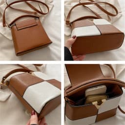 Chic V-Logo Mini Totes Bags Luxury Leather Crossbody Shoulder Bags Color-Block Handbag Purse Satchels Versatile Top-Handle Bags