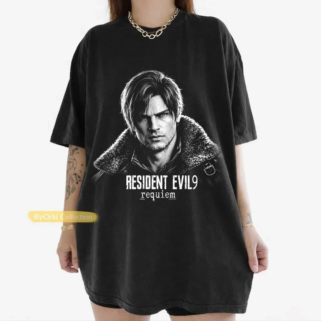 2026 Summer Women's Vintage Resident Evil Requiem T-Shirt Cotton and Breathable Short Sleeve Streetwear Oversized Loose Casual