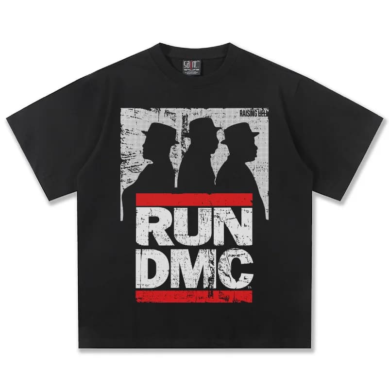 RUN DMC Raising Hell Graphic T-Shirt Unisex Oversized Hip Hop Group Casual Cotton Short Sleeve Retro Streetwear For Daily