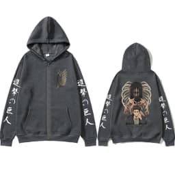 Anime Attack on Titan Zipper Hoodies Mikasa Ackerman Eren Jaeger Wings of Freedom Zip Up Sweatshirts Long Sleeves Jacket Caots