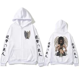 Anime Attack on Titan Zipper Hoodies Mikasa Ackerman Eren Jaeger Wings of Freedom Zip Up Sweatshirts Long Sleeves Jacket Caots