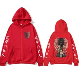 Anime Attack on Titan Zipper Hoodies Mikasa Ackerman Eren Jaeger Wings of Freedom Zip Up Sweatshirts Long Sleeves Jacket Caots