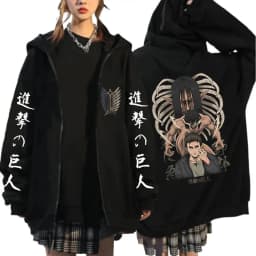 Anime Attack on Titan Zipper Hoodies Mikasa Ackerman Eren Jaeger Wings of Freedom Zip Up Sweatshirts Long Sleeves Jacket Caots