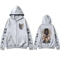 Anime Attack on Titan Zipper Hoodies Mikasa Ackerman Eren Jaeger Wings of Freedom Zip Up Sweatshirts Long Sleeves Jacket Caots