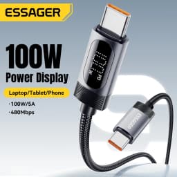 Essager Digital Dispaly USB C Cable For iPhone 17 16 Xiaomi Huawei 100W PD Fast Charging For Macbook iPad Type C to Type C Cable