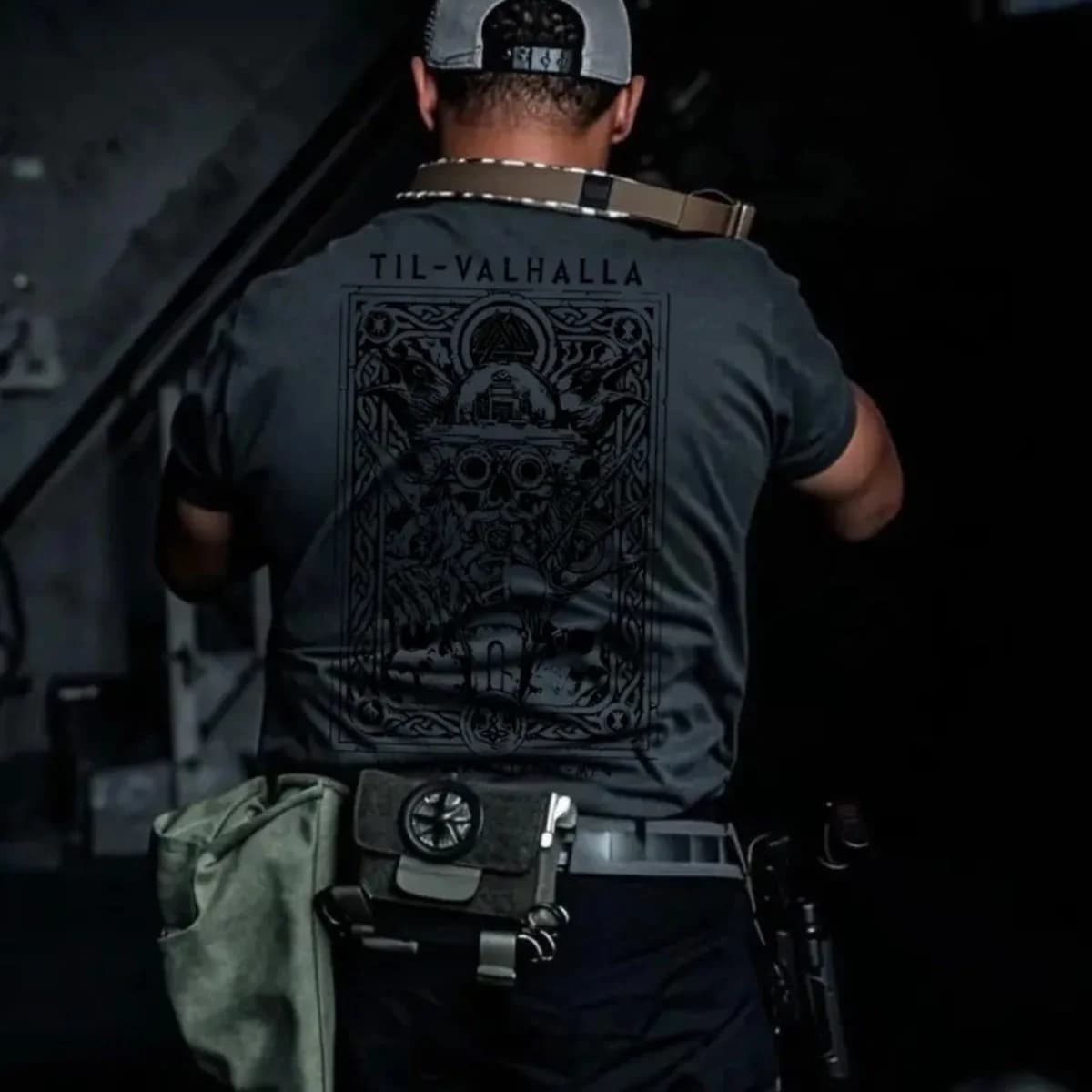 American Tough Man Ins Nordic Mythology Printed Short Sleeve T-shirt Summer Tactical Army Fan Round Neck Half Sleeve