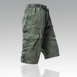 Mens Cargo Shorts 100% Cotton Casual Running Shorts Elastic Waist Hiking Outdoor with a Belt