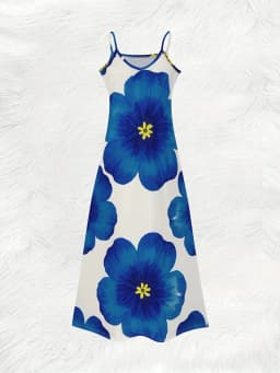 Women's Long Sleeve V Neck Floral Dress Vacation Style Blue Summer Dress Casual Flowy Midi Dress Spring Autumn Fashion