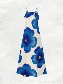 Women's Long Sleeve V Neck Floral Dress Vacation Style Blue Summer Dress Casual Flowy Midi Dress Spring Autumn Fashion