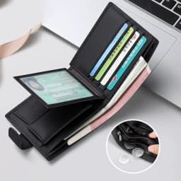 Men Leather Wallet Genuine Leather Wallets for Men Zipper Purse Wallets RFID Anti-Theft Credit Card Holder Money Bag