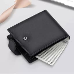Men Leather Wallet Genuine Leather Wallets for Men Zipper Purse Wallets RFID Anti-Theft Credit Card Holder Money Bag