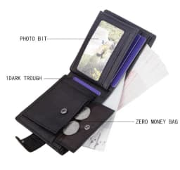 Men Leather Wallet Genuine Leather Wallets for Men Zipper Purse Wallets RFID Anti-Theft Credit Card Holder Money Bag