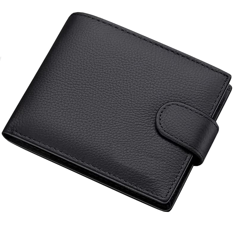 Men Leather Wallet Genuine Leather Wallets for Men Zipper Purse Wallets RFID Anti-Theft Credit Card Holder Money Bag