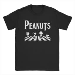 Funny Snoopy Crossing Road T Shirt For Men Women Crewneck Short Sleeve Tops Cartoon 100%Cotton Summer Tops