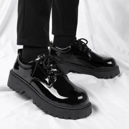 Men's Thick-Sole Casual Leather Shoes Four Seasons Fashion Soft-Sole Outdoor Walking Shoes Dress Business Gathering Leather Shoe