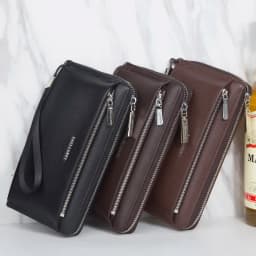 Baellerry New Men's Long Wallet, Portable Wrist Bag, Large Capacity Storage Bag, Perfect Gift for Business Men