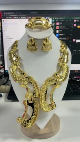 New Exaggerate Jewelry Set Dubai Gold Color Big Necklace Earrings Bracelet Ring Sets Bridal 24k Gold Plated Jewellery Gifts