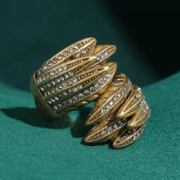 Antique Gold Plated Vintage Large Feather Rings High Luxury Palace Rhinestone Wing Retro Jewelry Women Art Deco 2026 Wedding